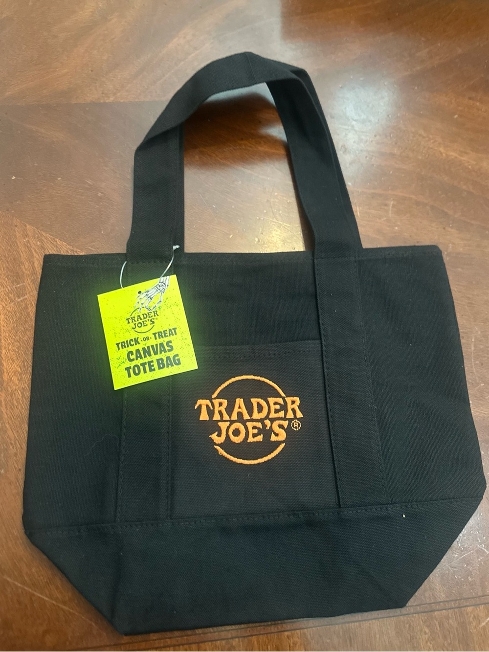 🍁Trader Joe’s  Black Mini Tote Bag with Orange Logo